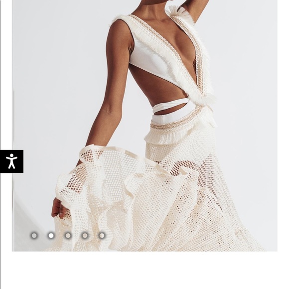 fringe and mesh cutout maxi dress